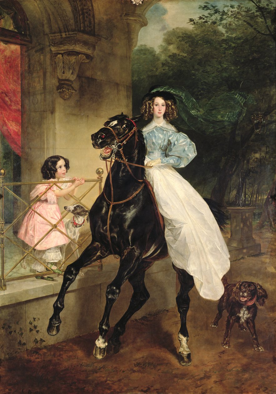Jezdkyně, Portrét Giovaniny a Amacilie Pacciniových, svěřenců hraběnky Samoilové, 1832 od Karl Pavlovich Bryullov