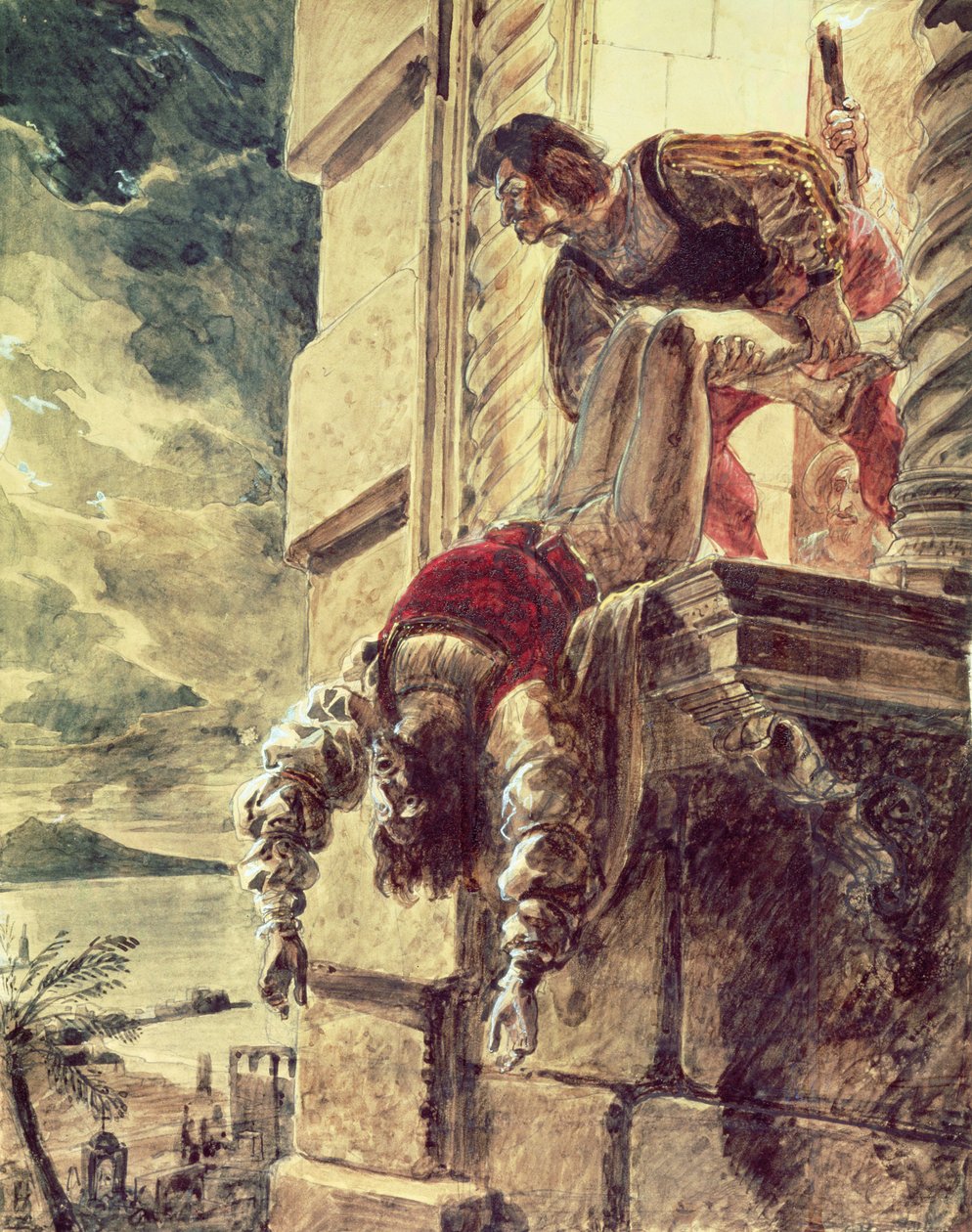 Atentát na prince Andrewa Maďarska na příkaz královny Joan I. Neapolské od Karl Pavlovich Bryullov