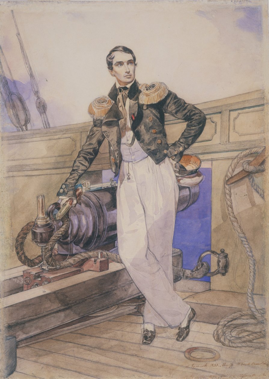 Vladimir Alexejevič Kornilov na palubě brigy Themistocles, 1835 od Karl Pavlovich Bryullov