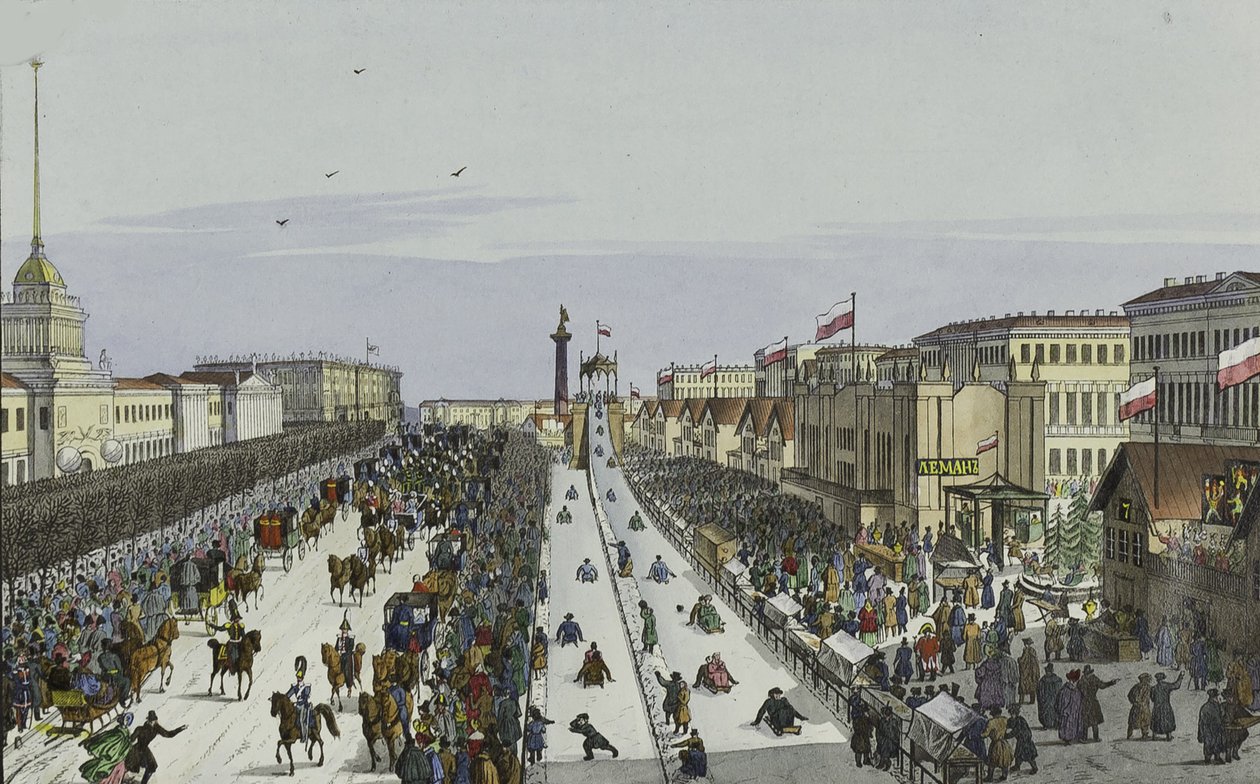 Veřejné veselí na náměstí Admirality v Petrohradě, první polovina 19. stol. od Karl Petrovich Beggrov