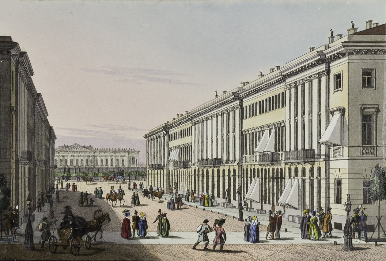 Michajlovskaja ulice s výhledem na Michaelův palác v Petrohradě, první polovina 19 od Karl Petrovich Beggrov
