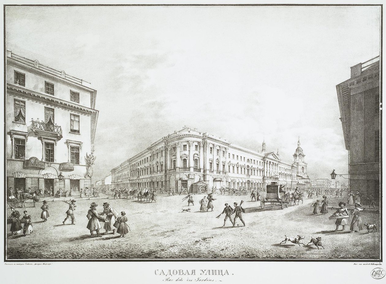 Pohled na Sadovaya Street v Petrohradu, polovina 19. století od Karl Petrovich Beggrov