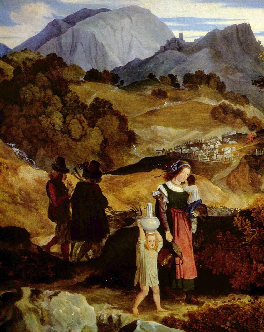 Němčina: Horská krajina u Subiaca s pastýři
 (detail) od Karl Philipp Fohr