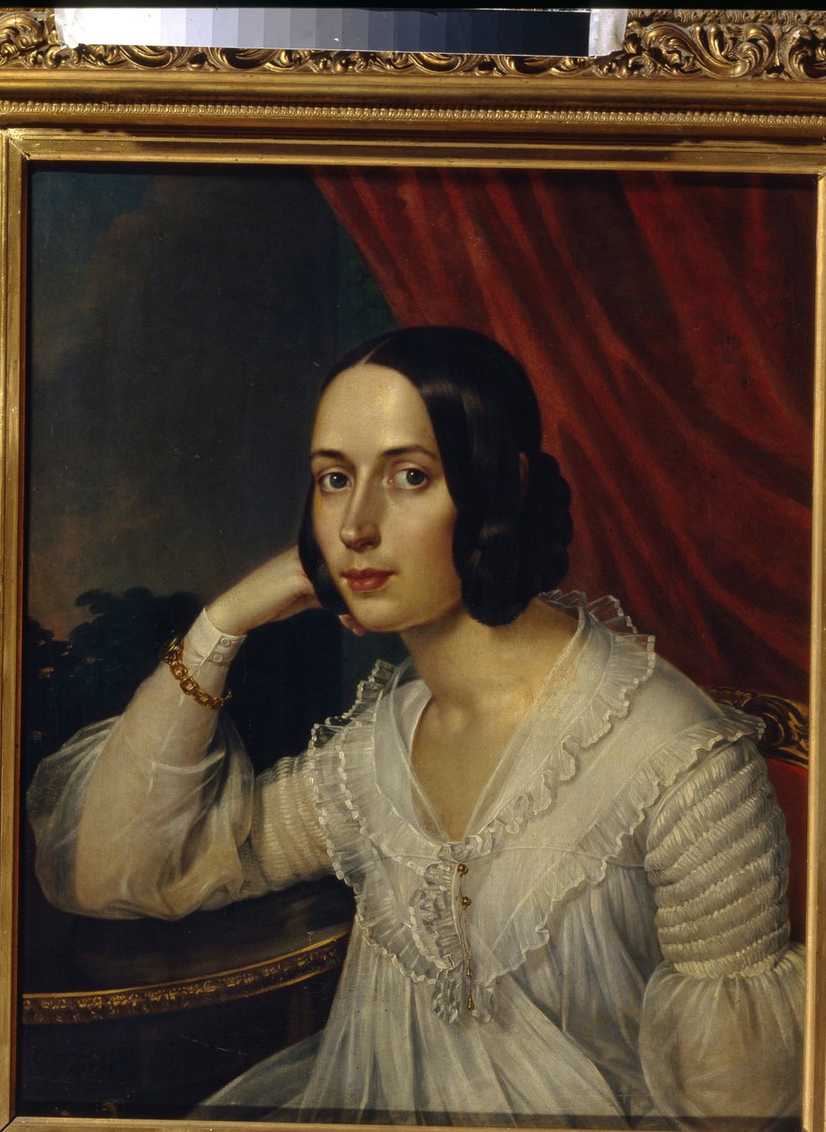 Portrait de Natalia Alekseevna Tuchkova Ogareva (1829-1913) (Portrét N. A. Tuchkova Ogareva). Peinture de Karl Reichel (1788-1857), olej na plátně 1842. Art russe od Karl Reichel