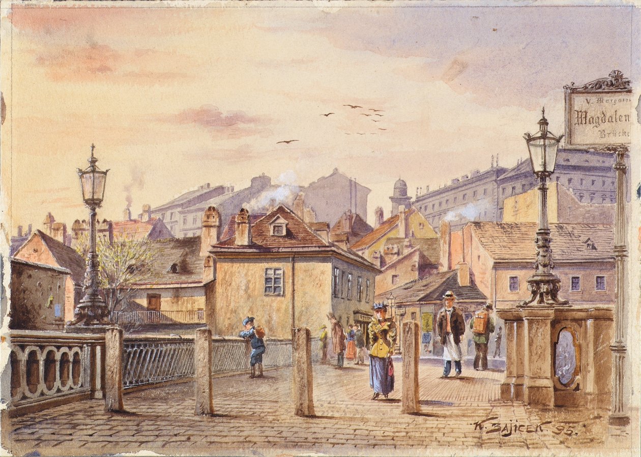 Most Magdalenen přes řeku Wien od Karl Wenzel Zajicek