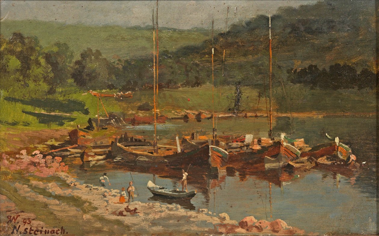 Karl Weysser - Lodě v Neckarsteinachu, 1893 od Karl Weysser