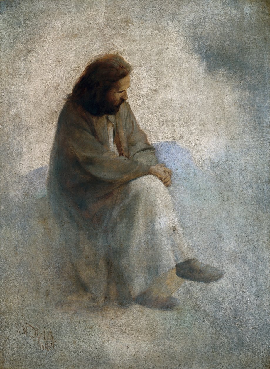 Autoportrét jako Kristus, Diefenbach, Karl Wilhelm (1851-1913). Olej na plátně od Karl Wilhelm Diefenbach