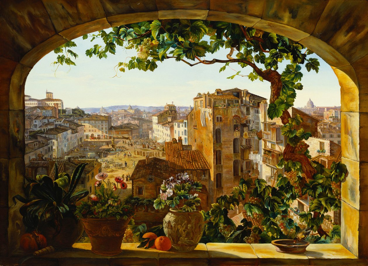 Piazza Barberini, Řím, 1830 od Karl von Bergen