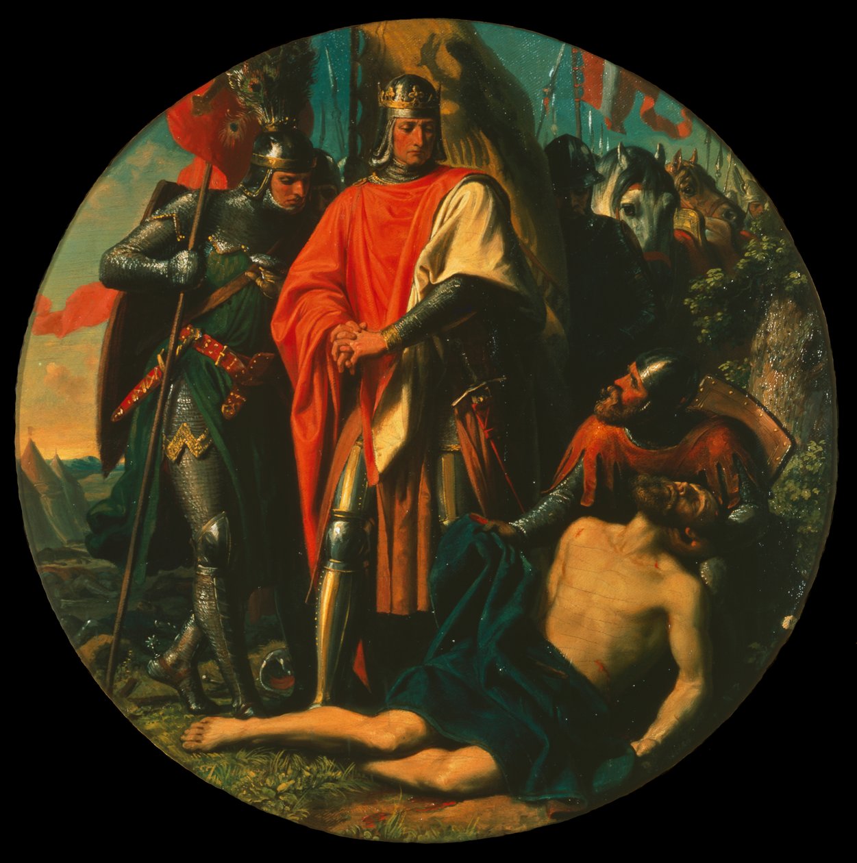 Rudolf I. na bitevním poli po vítězství nad Ottokarem, 1278, cca 1868. od Karl von Blaas