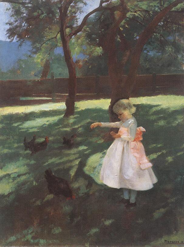 Krmení kuřat od Károly Ferenczy