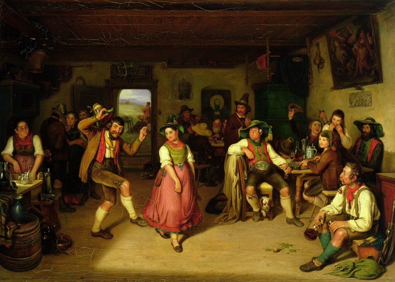 Střelba na terč a tanec v Oberbayernu, 1841 od Kaspar Kaltenmoser