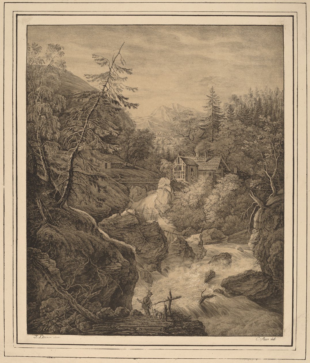 Vodopád od Kaspar Auer, after Johann Jakob Dorner II