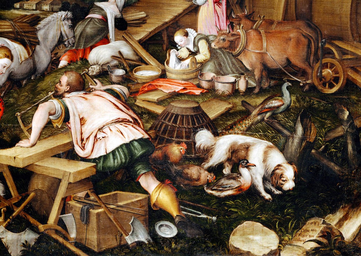 Zvířata vstupují do Noemovy archy ... (malba na plátně) od Kaspar the Elder Memberger