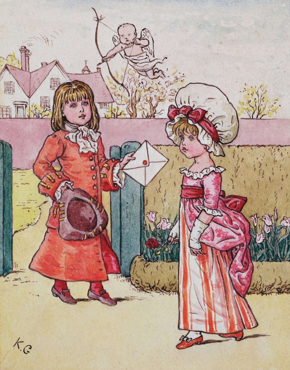 Ilustrace ke svátku svatého Valentýna 1914 od Kate Greenaway