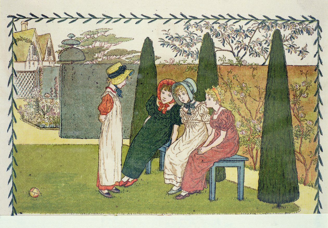 V zahradě, z „Den v životě dítěte“ od Kate Greenaway