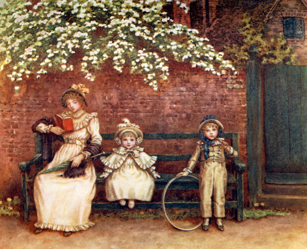 Zahradní sedátko od Kate Greenaway. od Kate Greenaway