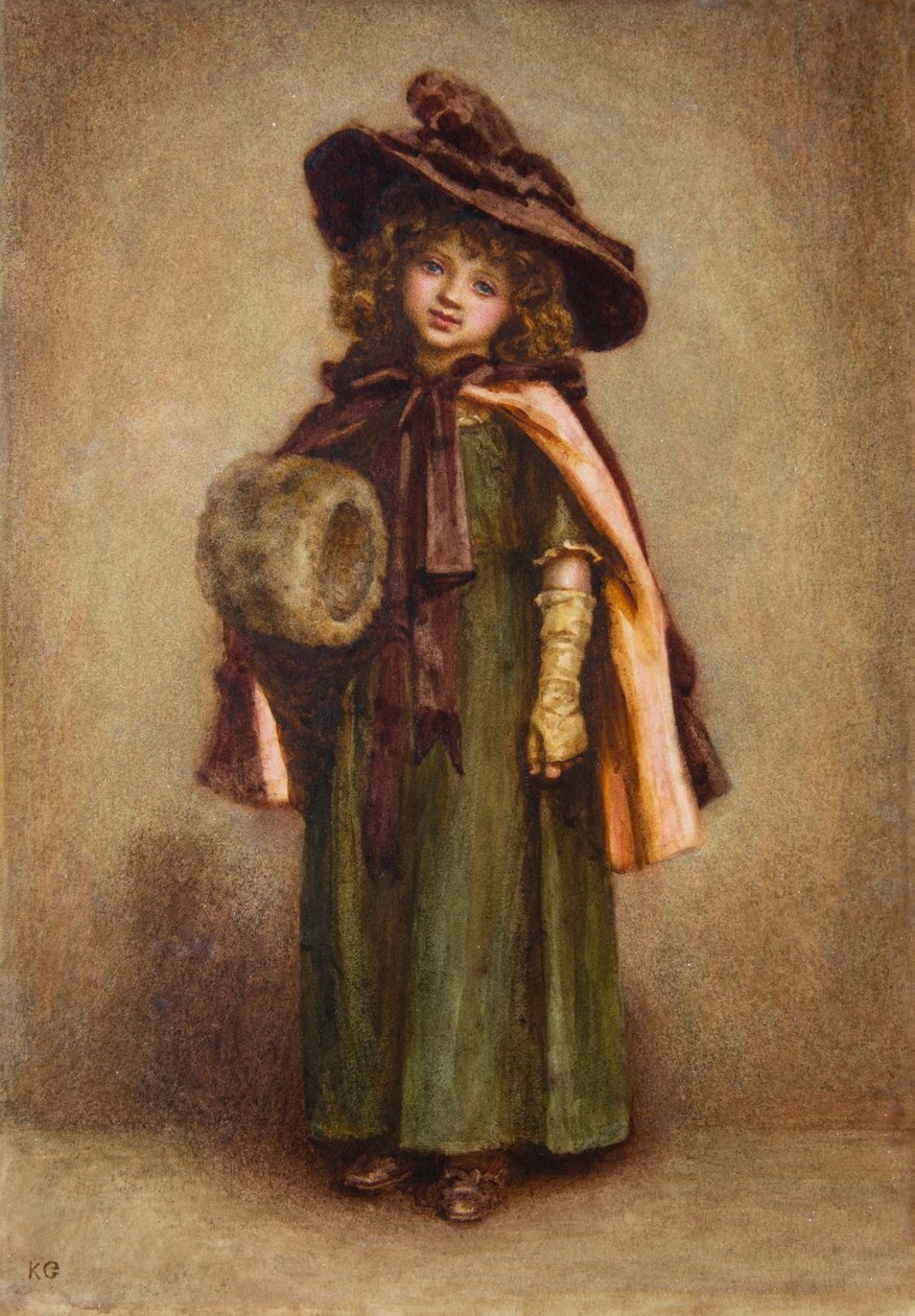 Děvčátko s mufkou (akvarel) od Kate Greenaway