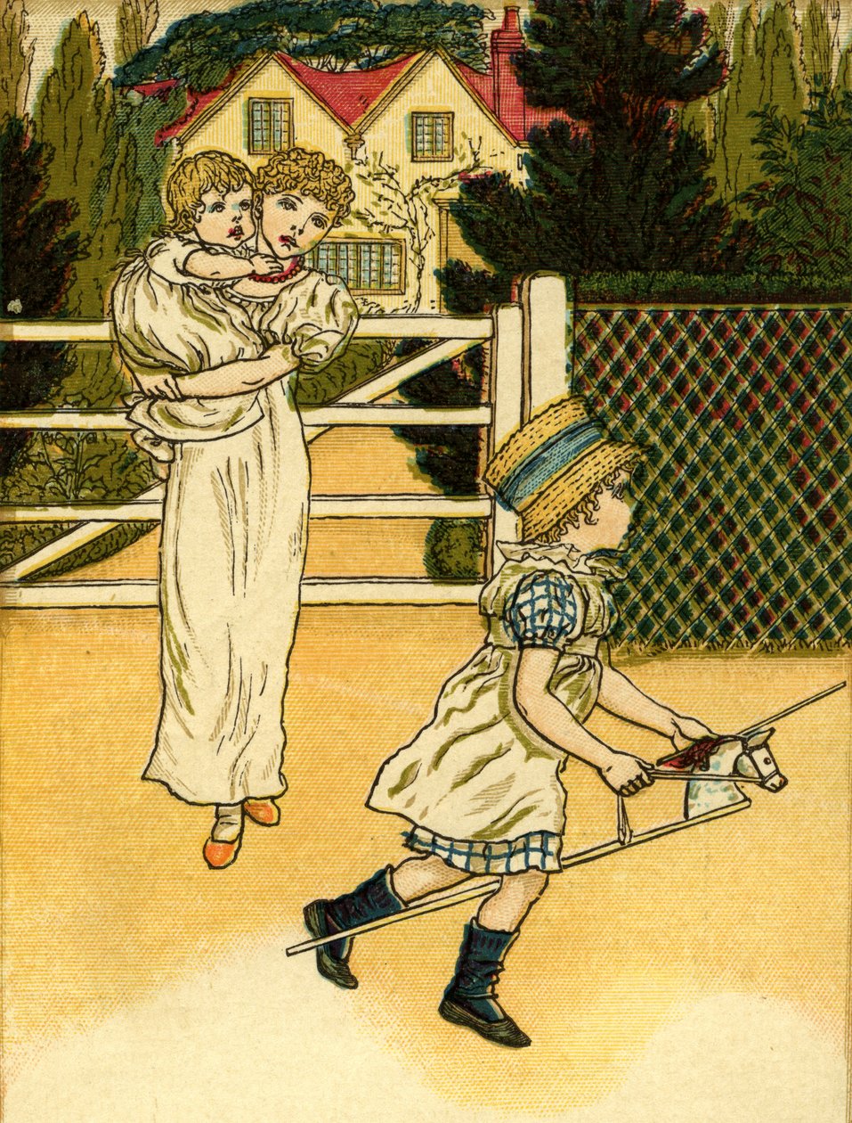 Ilustrovaná jízda na kohoutím koni od Kate Greenaway