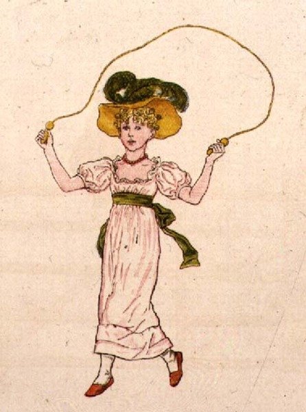 Přeskakování, z „Den v životě dítěte“ od Kate Greenaway