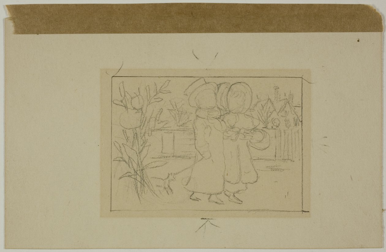 Dvě postavy kráčející od Kate Greenaway