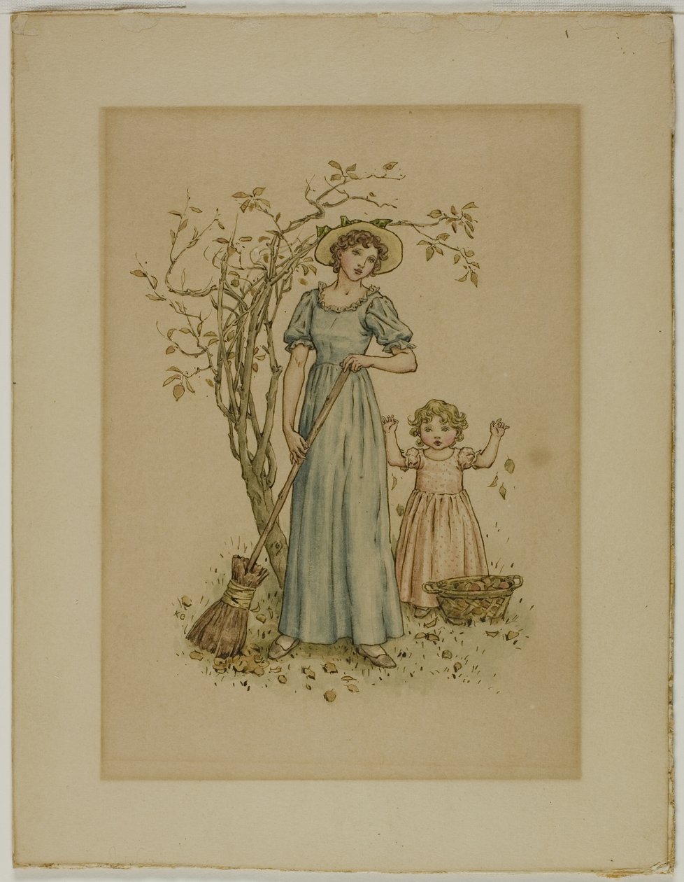 Žena s koštětem a malou holčičkou od Kate Greenaway