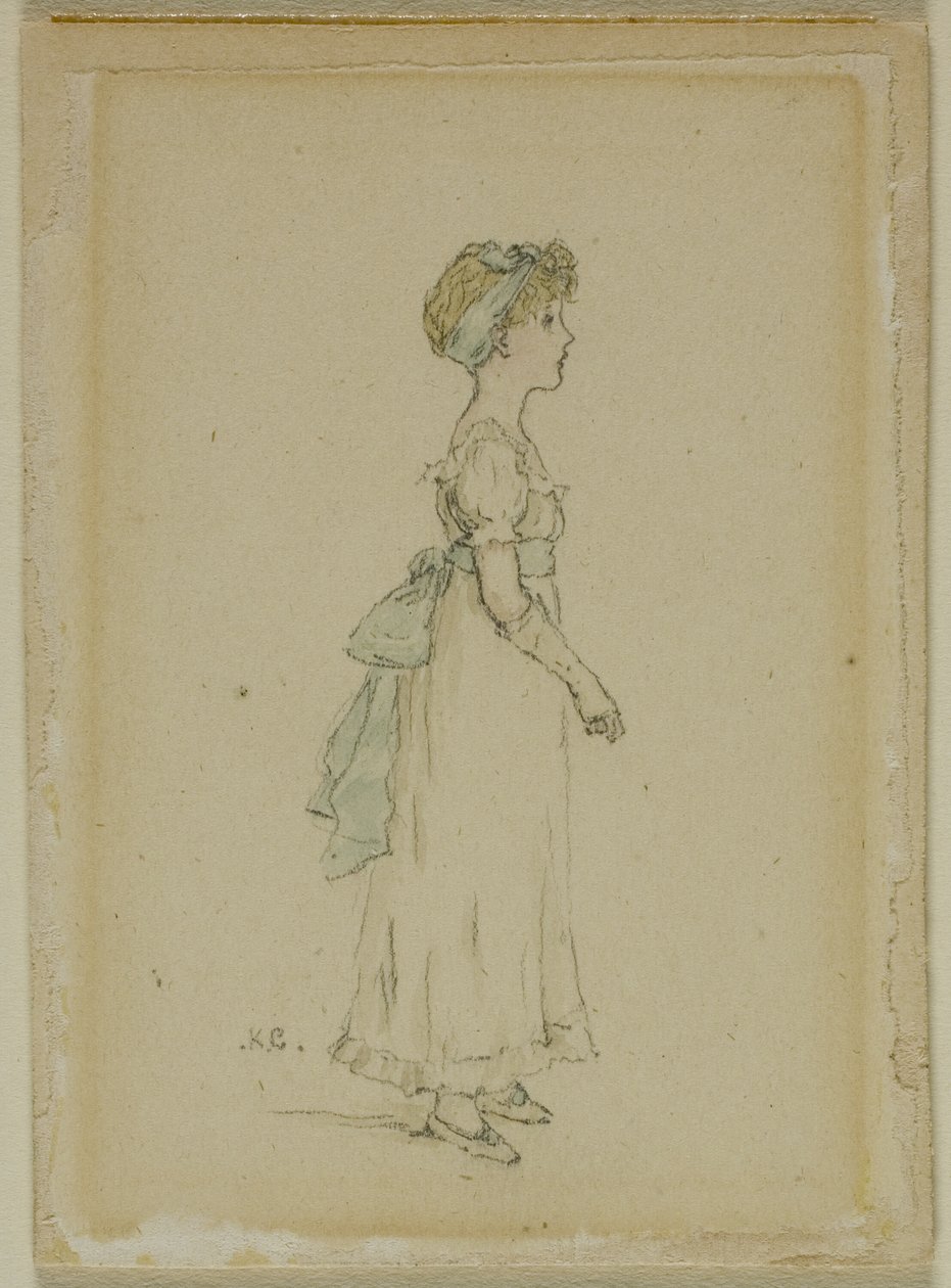 Mladá dívka s modrými stuhami od Kate Greenaway
