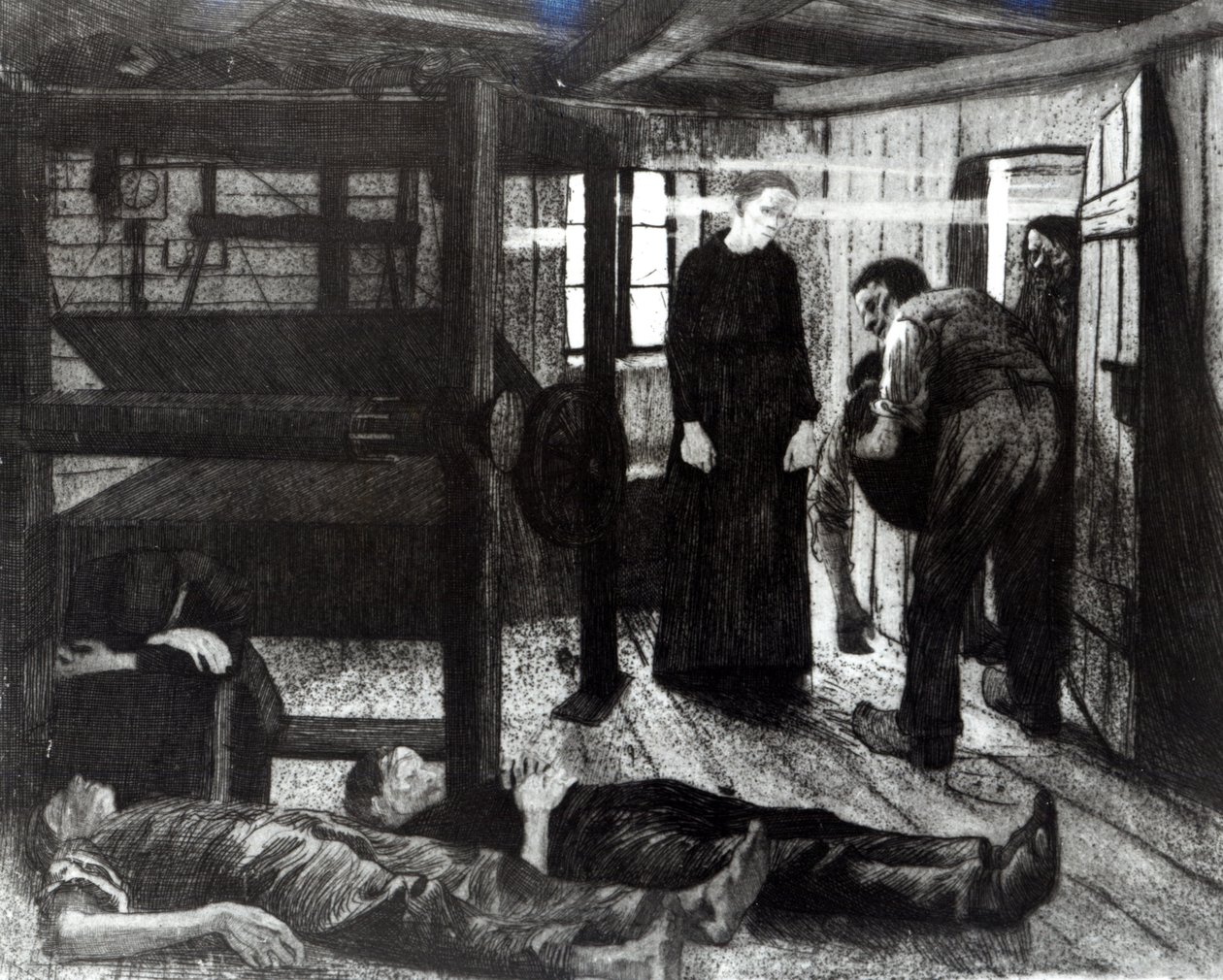 Konec, z cyklu "Vzpoura tkalců", 1897 (lept a akvatinta) od Käthe Kollwitz