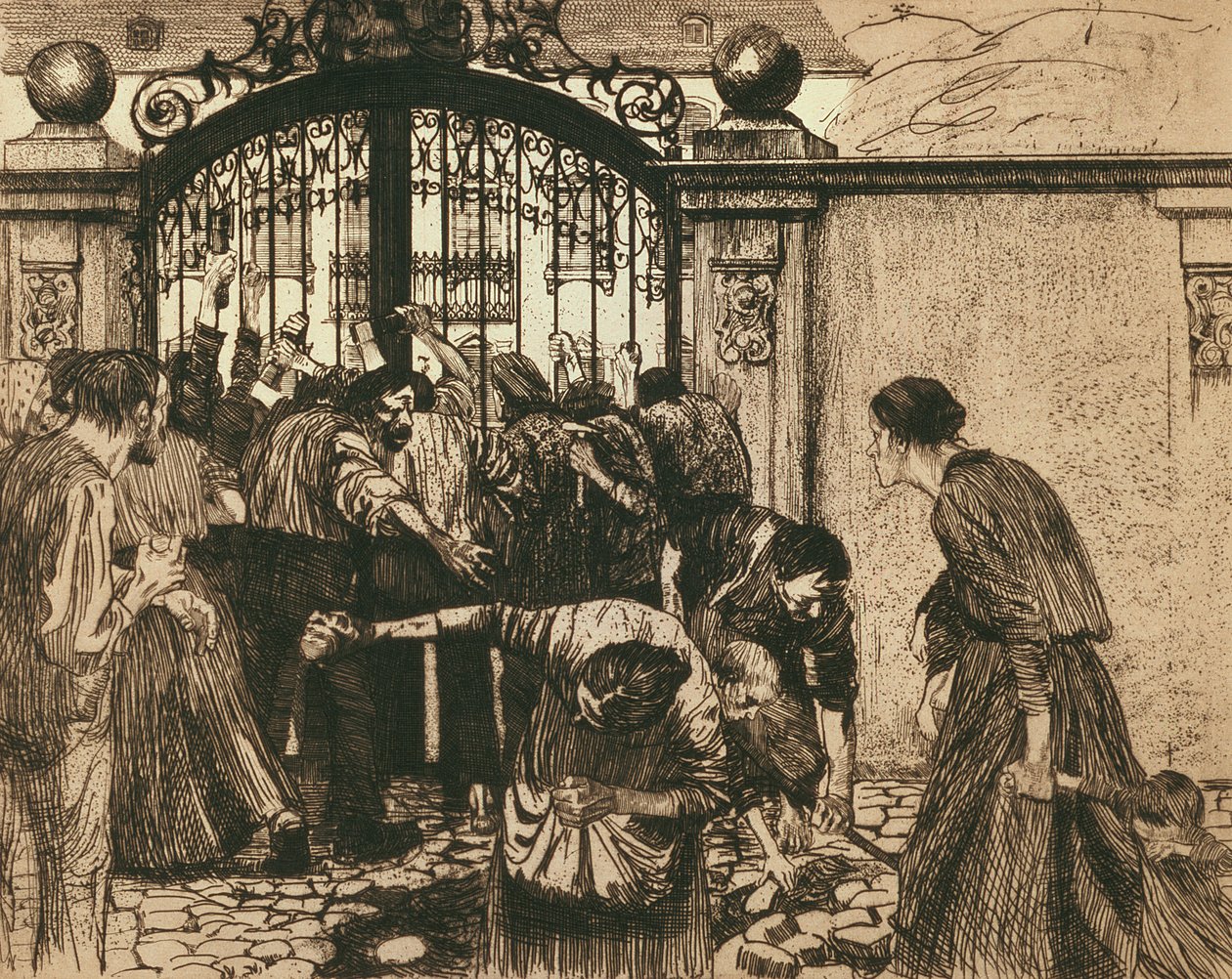 Vzpoura (u bran parku), 1897 od Käthe Kollwitz