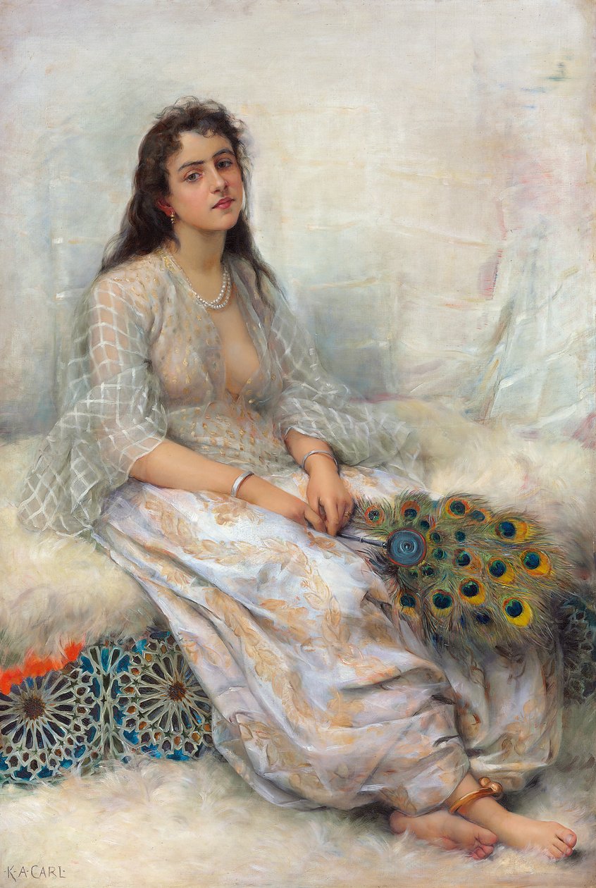 Orientální kráska (olej na plátně) od Katherine Augusta Carl