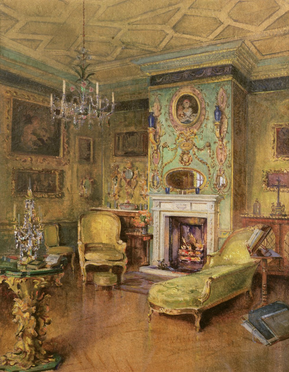 The Yellow Room, Holland House, London (wc a tělová barva s arabskou gumou) od Katherine Montagu Wyatt