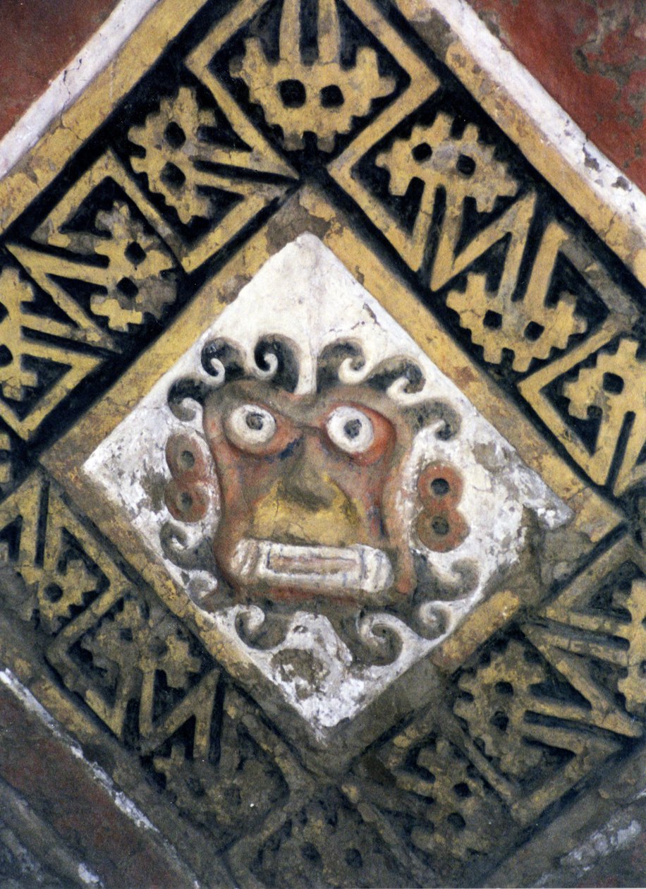 Detail stěny uvnitř pyramidy, pravděpodobně chrámového komplexu, postaveného Moche, asi 200-500 n. l. (foto) (detail z 138728) od Katie Attenborough