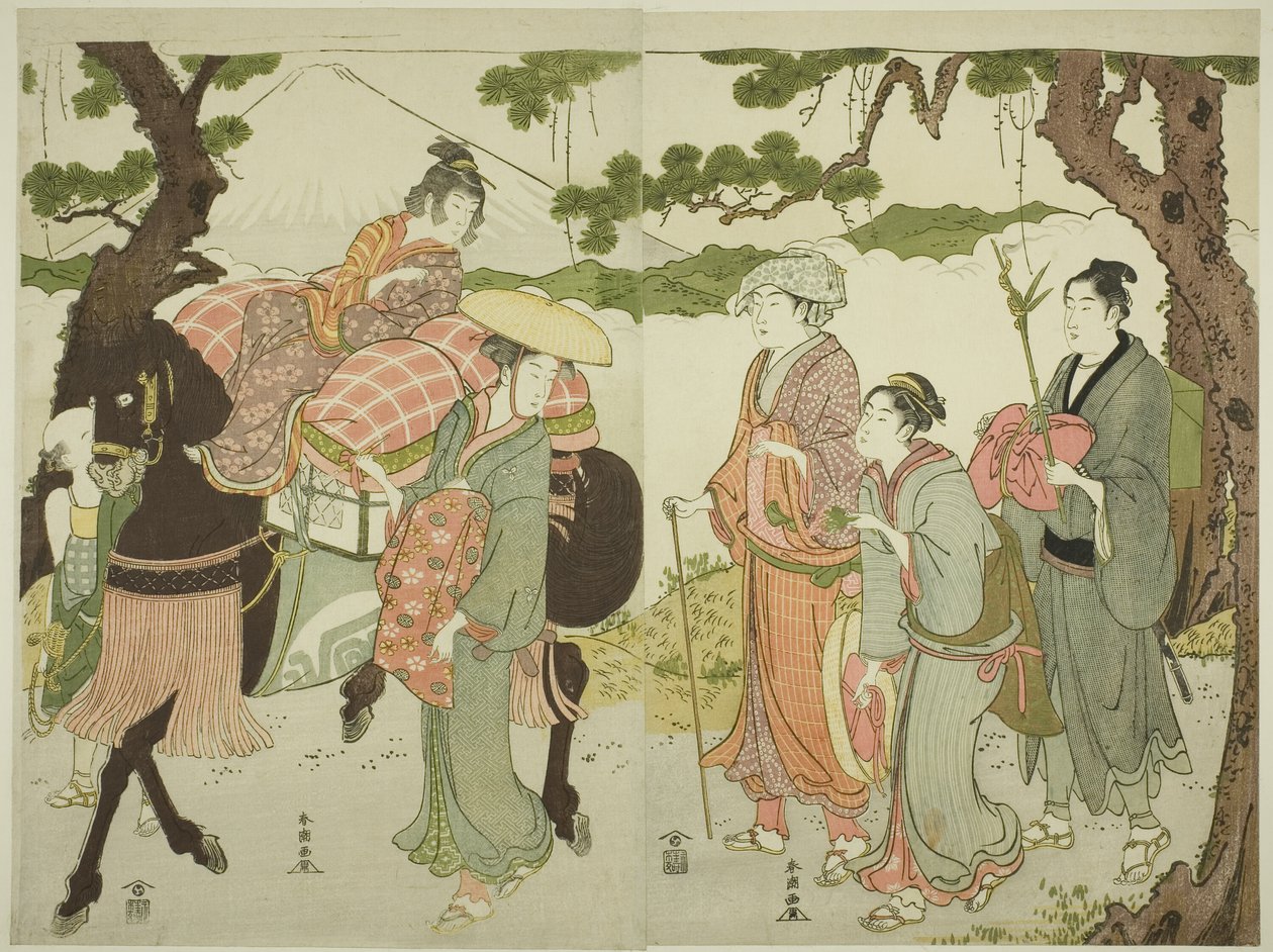 Cestující na Tokaido od Katsukawa Shuncho