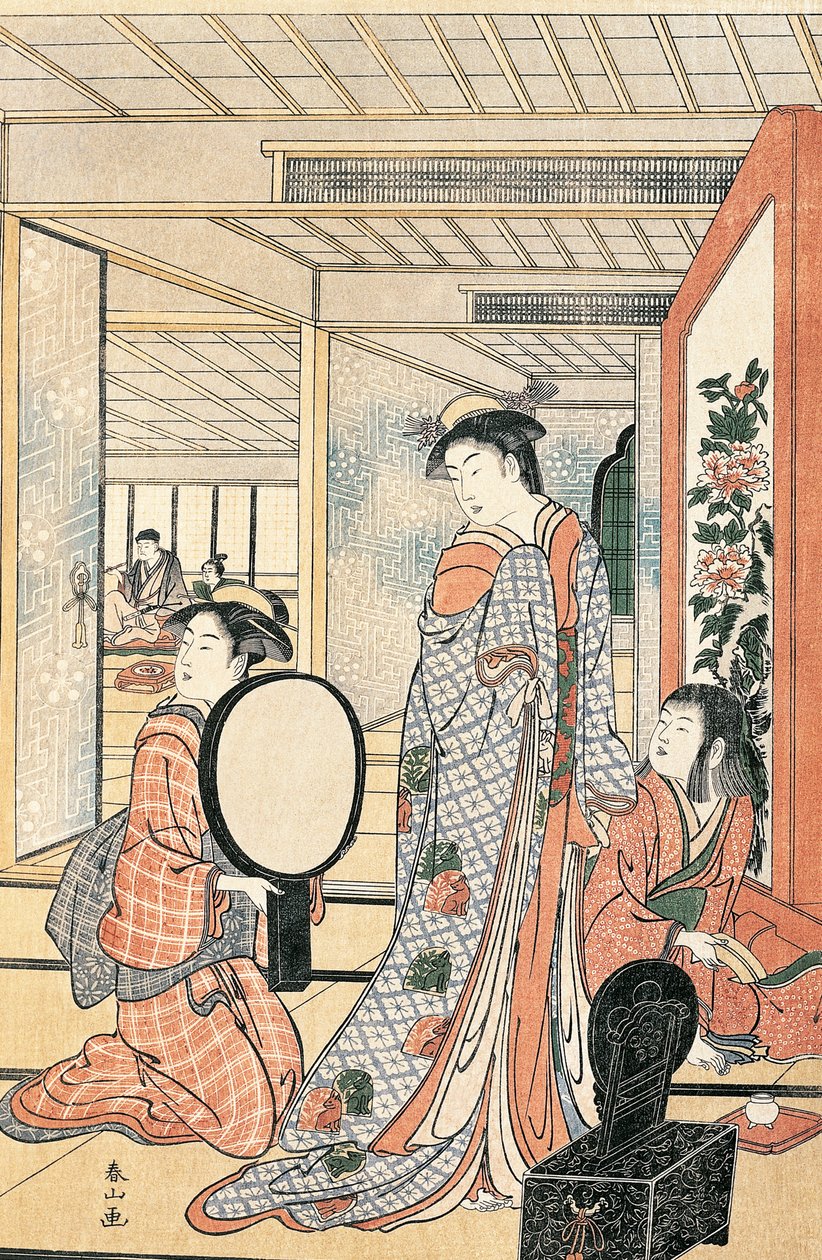Žena před zrcadlem, Katsukawa Shunsho (1726-1792), Japonsko Japonská civilizace od Katsukawa Shuncho