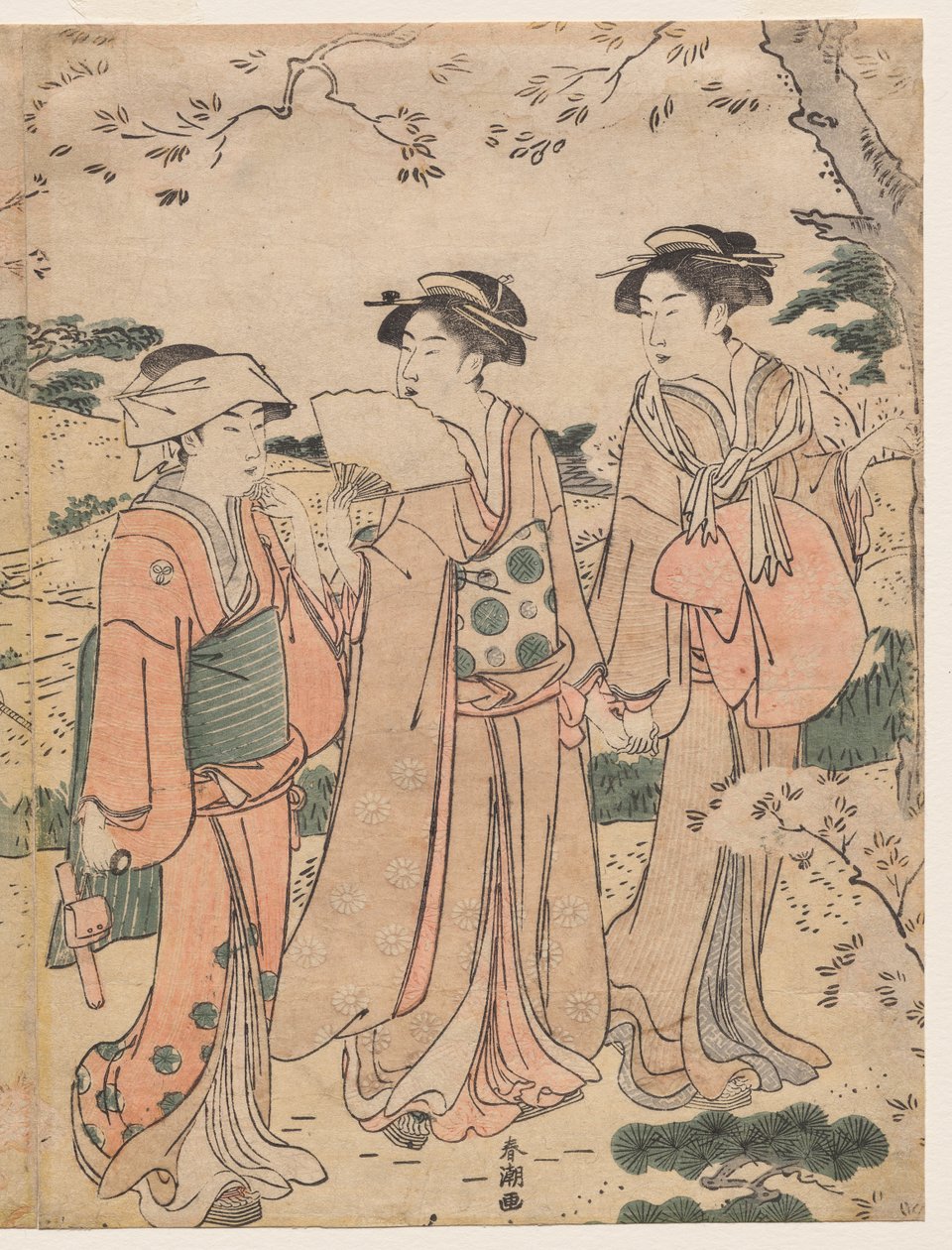 Ženy prohlížení Cherry Blossoms v Asukayama od Katsukawa Shuncho