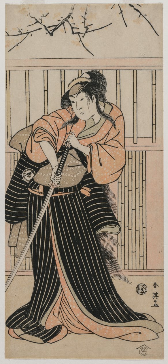 Iwai Hanshirō IV jako žena s mečem od Katsukawa Shunei