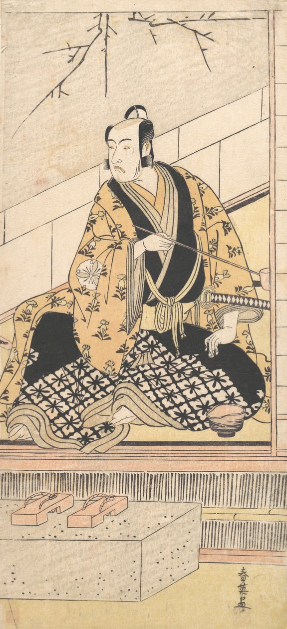Herec Matsumoto Koshiro IV sedící ve venkovní místnosti, 1789. od Katsukawa Shun