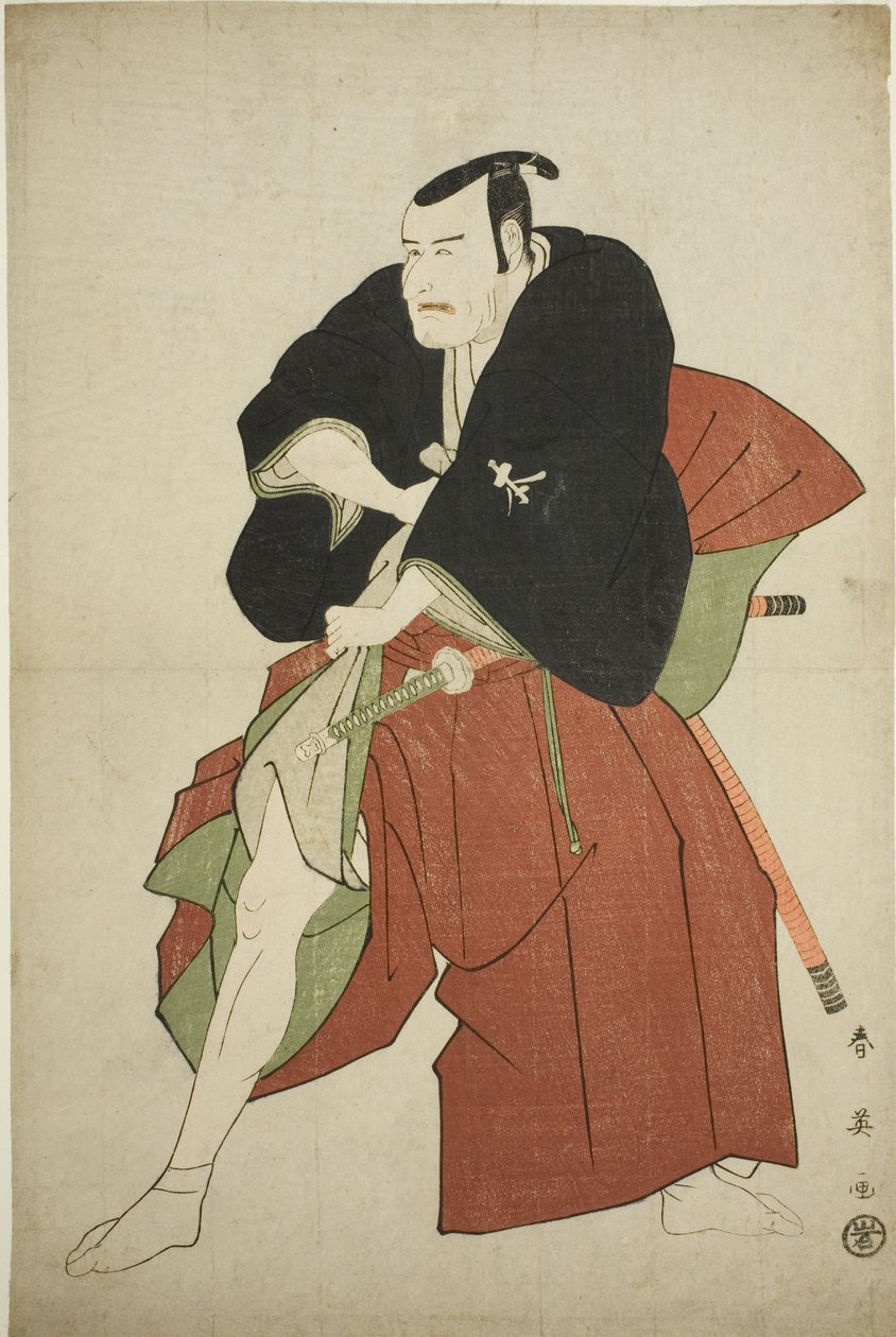 Herec Matsumoto Koshiro IV. jako Kakogawa Honzo ve hře Kanadehon Chushingura, hrané v divadle Kawarazaki v pátém měsíci roku 1795 od Katsukawa Shun
