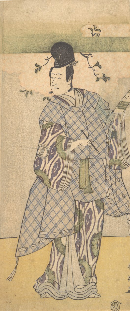 Herec Sawamura Sojuro III jako šlechtic píšící poezii, 1782. od Katsukawa Shun