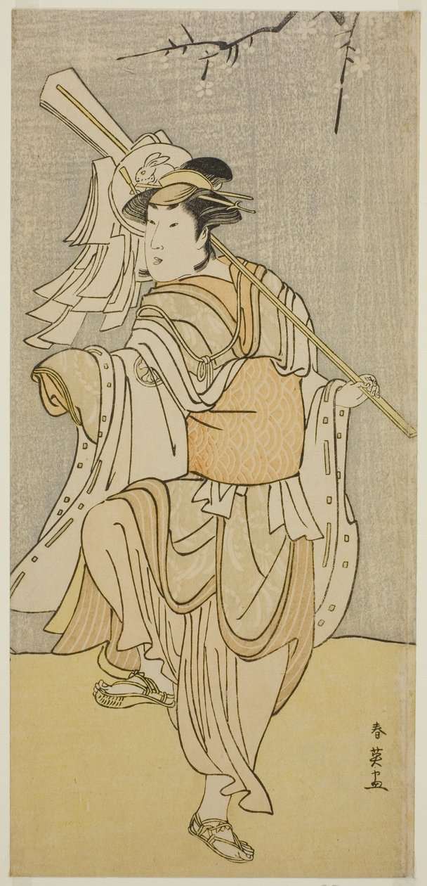 Herec Segawa Kikunojo III jako Osaku ve hře Sayo no Nakayama Hiiki no Tsurigane, hrané v divadle Nakamura v jedenáctém měsíci roku 1790 od Katsukawa Shun