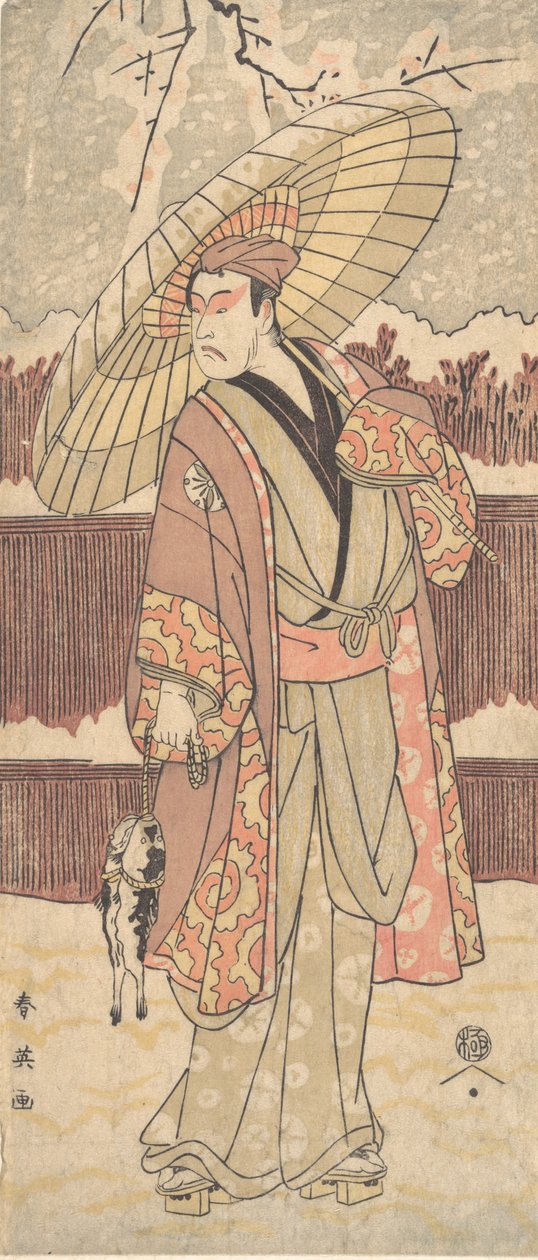 Čtvrtý Matsumoto Koshiro jako muž chodící pod deštníkem, ca. 1796. od Katsukawa Shun