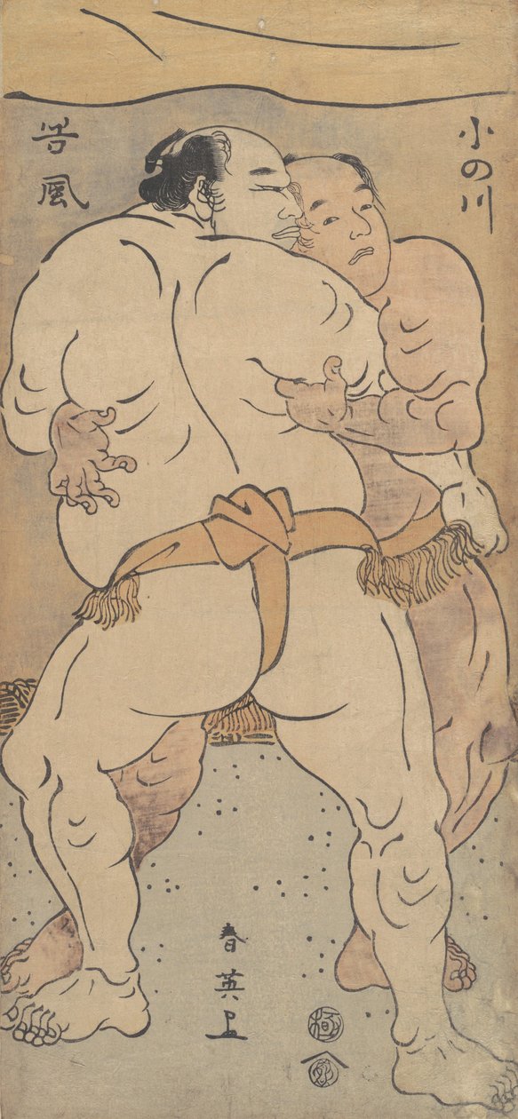 Dva slavní zápasníci Onogawa a Tanikase, ca. 1795. od Katsukawa Shun