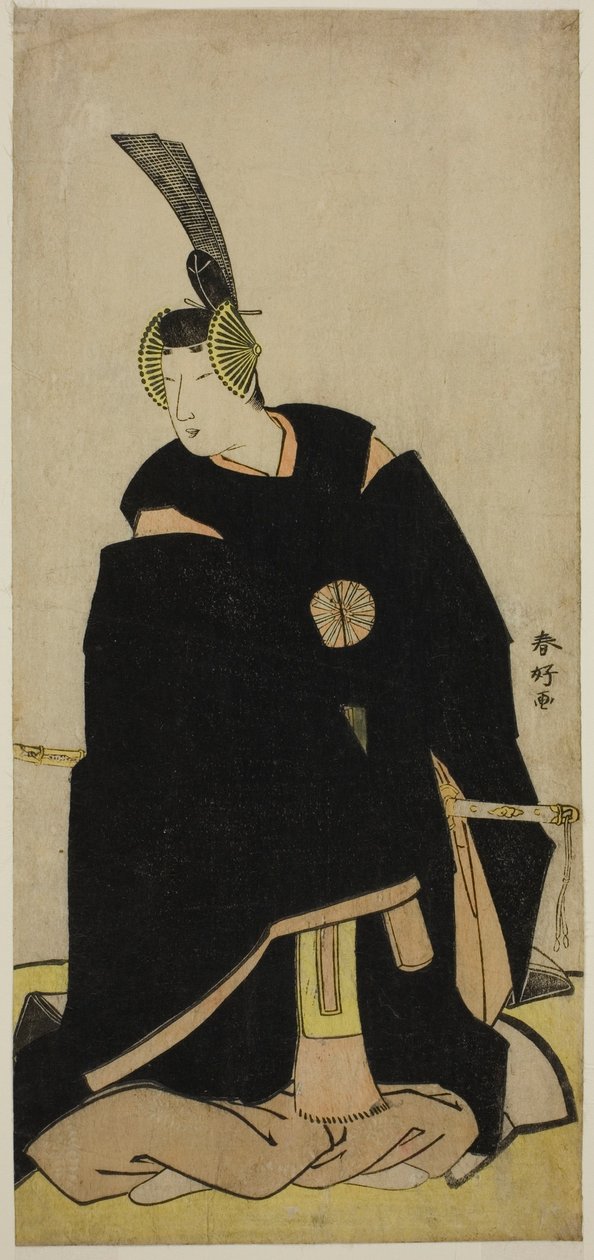Herec Nakamura Tomijuro I jako Taira no Masakado v převleku za Otomo no Kuronushiho () nebo Sugawaru Micihizaneho () ve hře Shida Yuzuriha Horai Soga () nebo Sugawara Denju Tenarai Kagami (), uváděné v divadle Morita () v prvním nebo pátém Montě od Katsukawa Shunkо̄