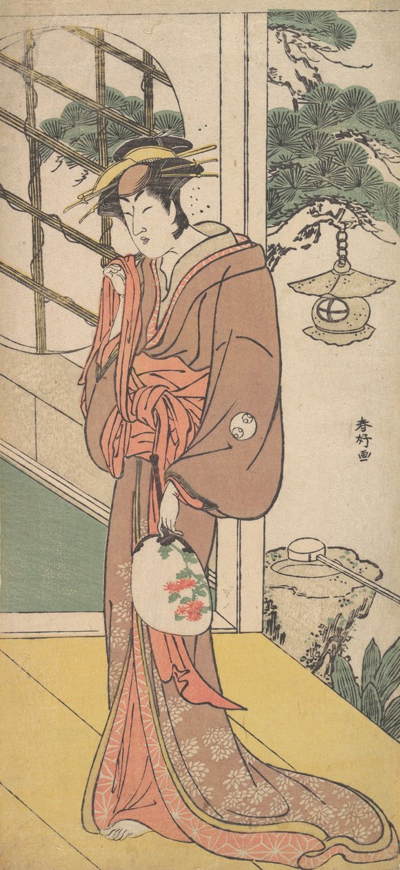Arashi Ryuzo jako vysoká žena stojící na Engawa, ca. 1789. od Katsukawa Shunko