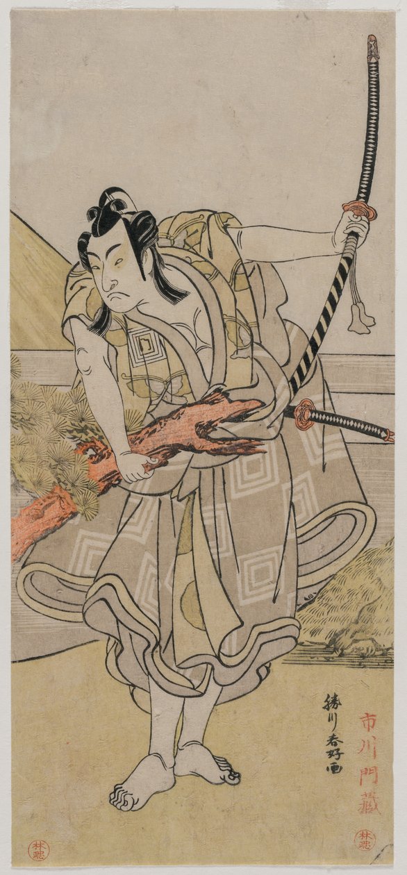 Ichikawa Monnosuke II jako Soga no Gorō od Katsukawa Shunko