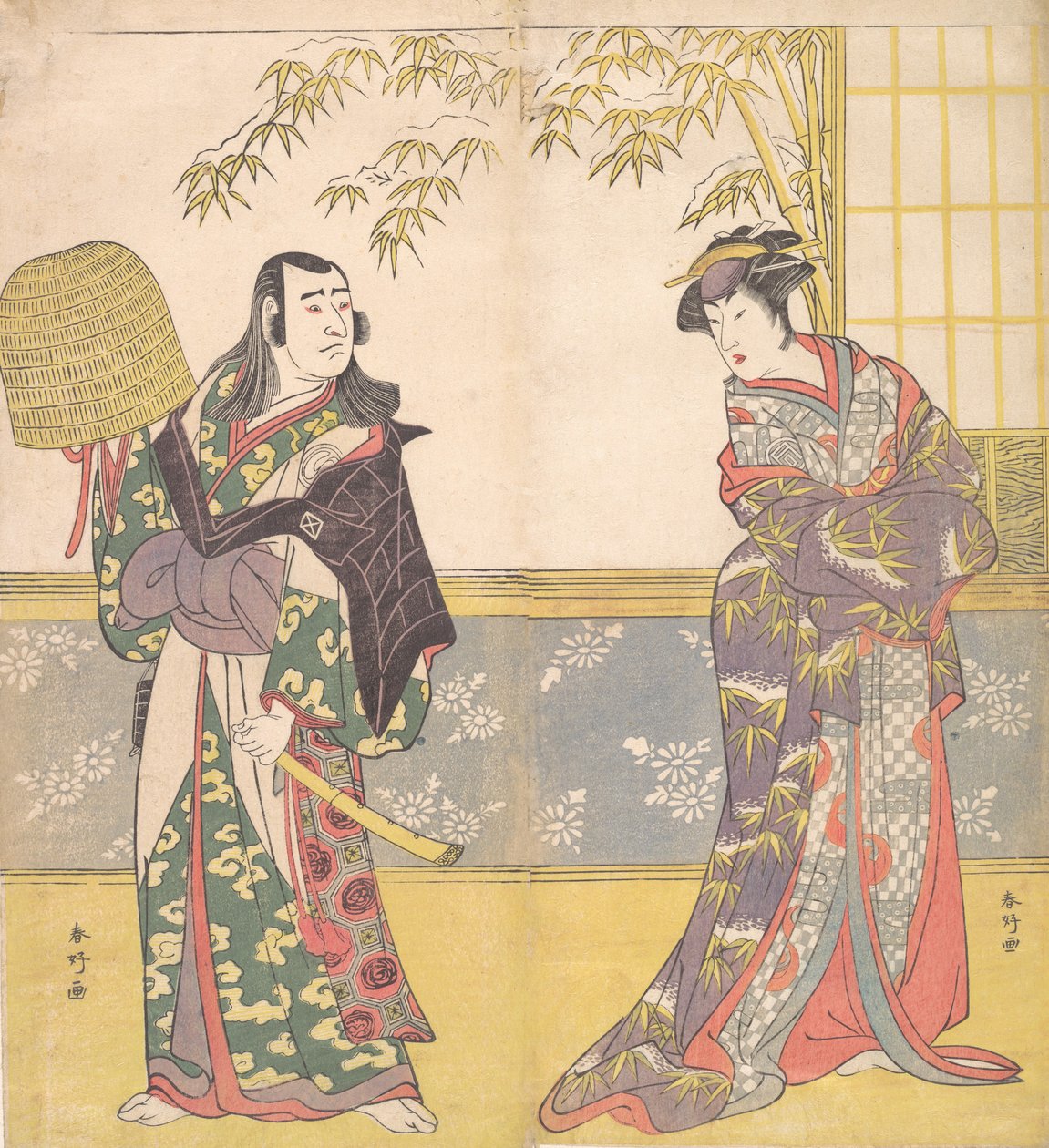 Kabuki a c a rs Sawamura Sojuro dobrý nápad d Sanogawa Ichimatsu dobrý člen Škola r ruční miro r pro. .. .. , 1788. od Katsukawa Shunko