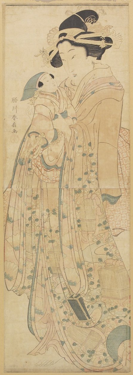(Woman Holding a Doll), konec 18.-začátek 19. století od Katsukawa Shunsen