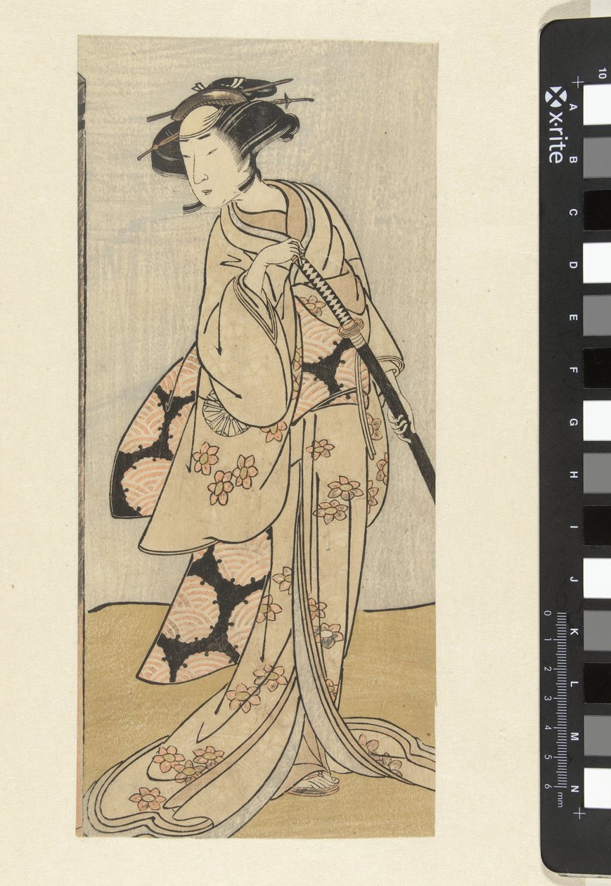 Herec s mečem v ženské roli od Katsukawa Shunsho (attributed to)