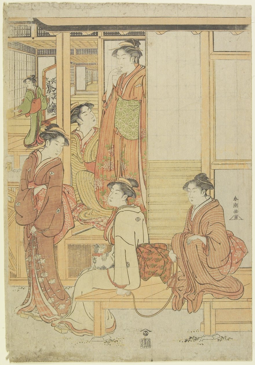 (Skupina dam na verandě), c. 1780-1795 od Katsukawa Shunsho