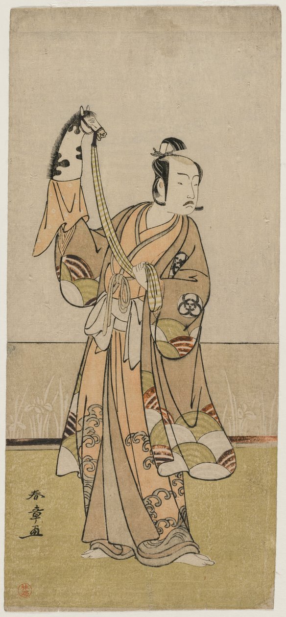 Bando Hikosaburo III Holding a Hand Pupper, polovina 70. let 18. století. od Katsukawa Shunsho