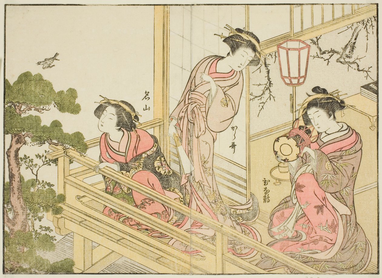 Kurtizány z Chojiya, z knihy "Zrcadlo krásných žen z požitkářských čtvrtí (Seiro bijin awase sugata kagami), sv. 1 od Katsukawa Shunsho
